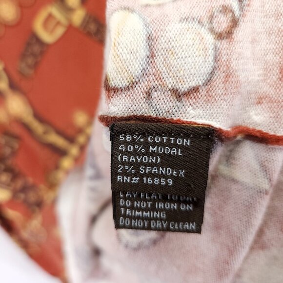 J. McLaughlin Long Sleeve Shirt Medium Ribbed Stretch Orange Gold Print - Picture 11 of 12